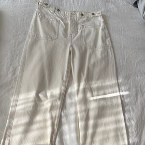 Free People Cream Palmer Cuffed Jean